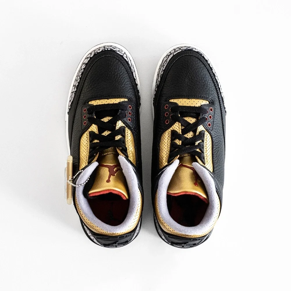[CK9246-067] Air Jordan 3 Retro Mid Black Gold Cement Women's Size 9 W / 7.5 M - Picture 15 of 16